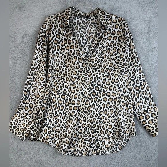 Zara leopard print blouse size large preowned - Picture 1 of 6